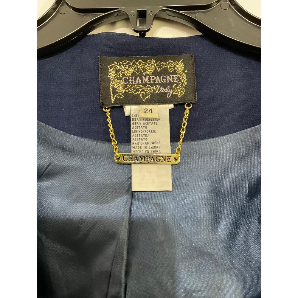 Champagne Italy Blue/Gold Lace Flare Sleeve Jacket Floral Hi-low 24 Plus Church - Picture 6 of 7